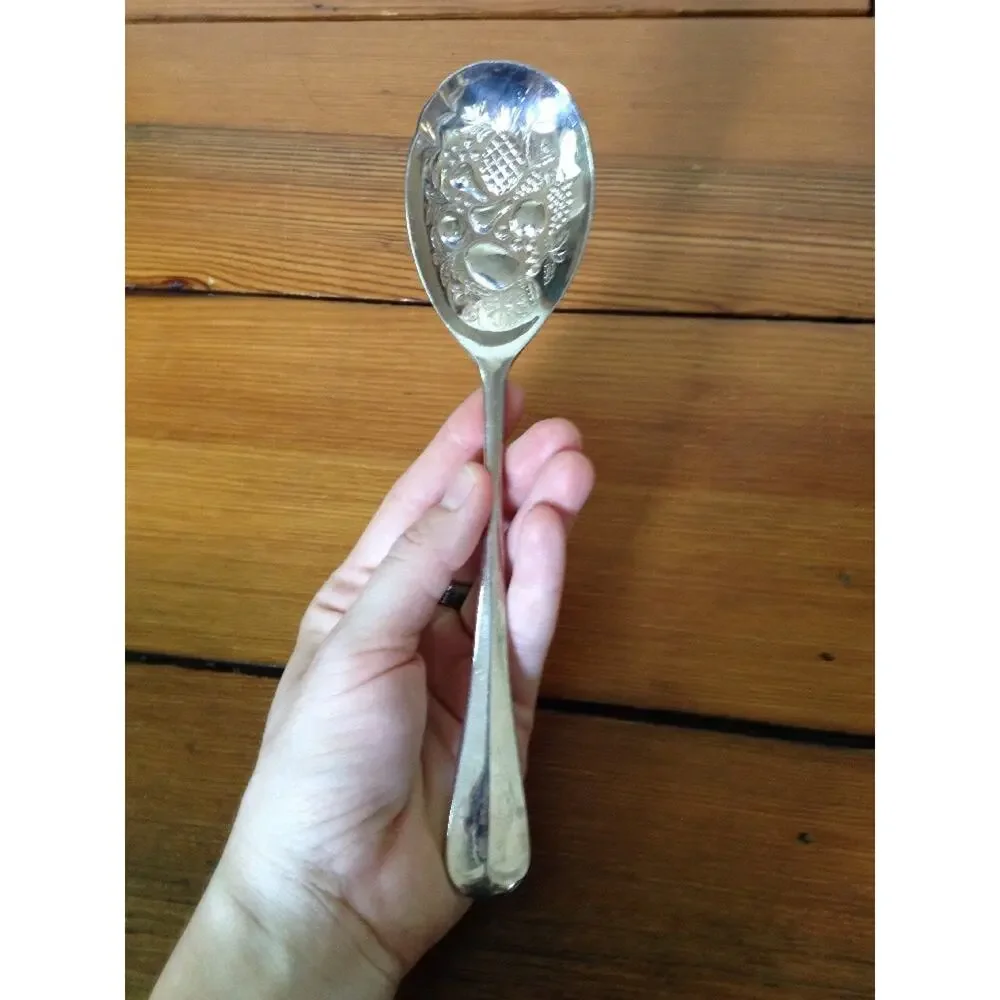 Vintage William Briggs Silverplate WB & Co Fruit Serving Spoon Antique Flatware